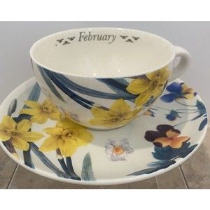 Spode Flower of the Month Teacup and Saucer February